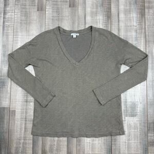 Standard James Perse V-Neck Gray Long Sleeve Top T-Shirt Classic Size Large 3